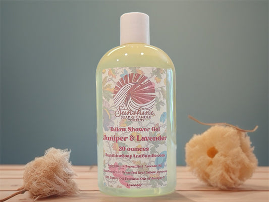 All Natural Tallow Shower Gel (Juniper & Lavender) 20 ounces