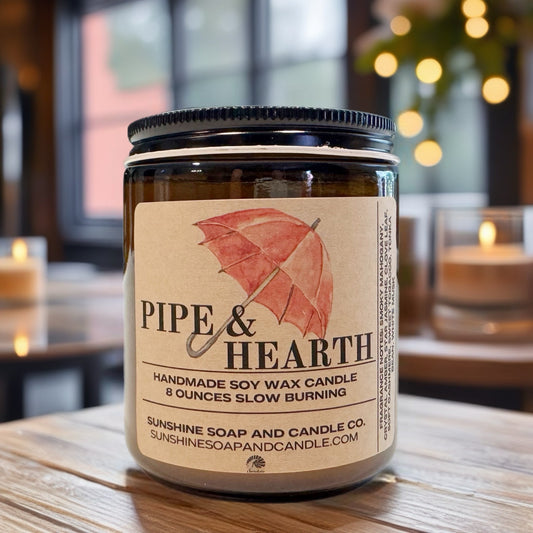 🍂 Pipe & Hearth – Hand-Poured Fall Candle 8 ounces