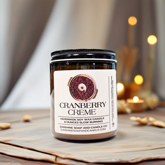 Cranberry Creme Soy Candle_Warm Holiday Blend 8 ounces