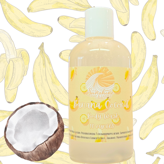 Banana Coconut Natural Body Wash – 10 oz | Moisturizing, Gentle & Sulfate-Free Cleanser